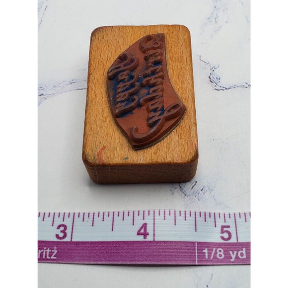 Comotion Happy Birthday Cursive Script Wood Mounted Rubber Stamp - Picture 3 of 7